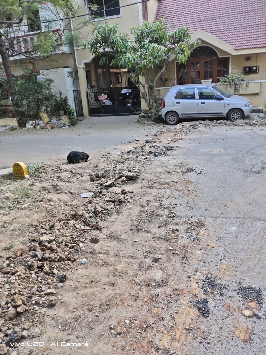ChandrikaKotha's tweet photo. @bbmpcommr @BBMPCOMM @CMofKarnataka  Illegal road digging upto 250ft on 1st Main, BEML Layout 6th Stage, Mahadevapura zone to lay 11KV cable over GAIL gas pipeline. This is after residents submitted a written complaint to JointCommissionerBBMPMahadevapura. 1/n https://t.co/TLSgt9cpQG