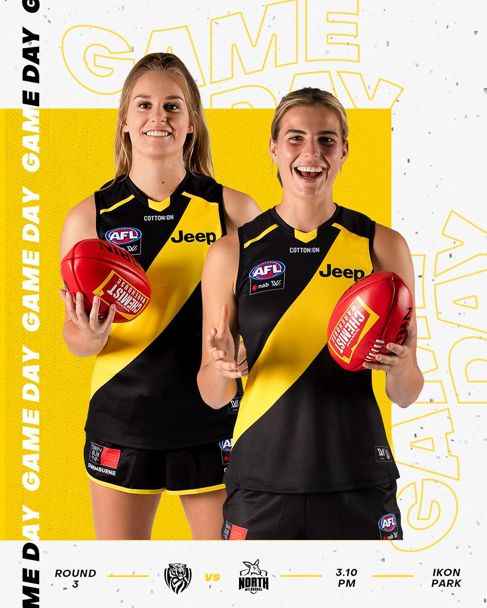 RichmondWomens's tweet photo. Game day against the Kangaroos ✊

Match day info: https://t.co/jxvQvlL0EJ https://t.co/5j2fHq49vC