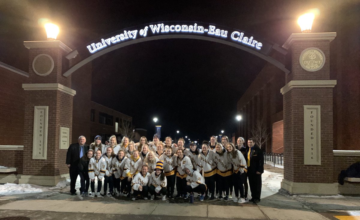 No better place to celebrate our 1st ever WIAC Championship than at the gateway to <a href="/UWEauClaire/">UW-Eau Claire</a> The Champion’s Arch!! Thank you Jon and Megan Stowe!!