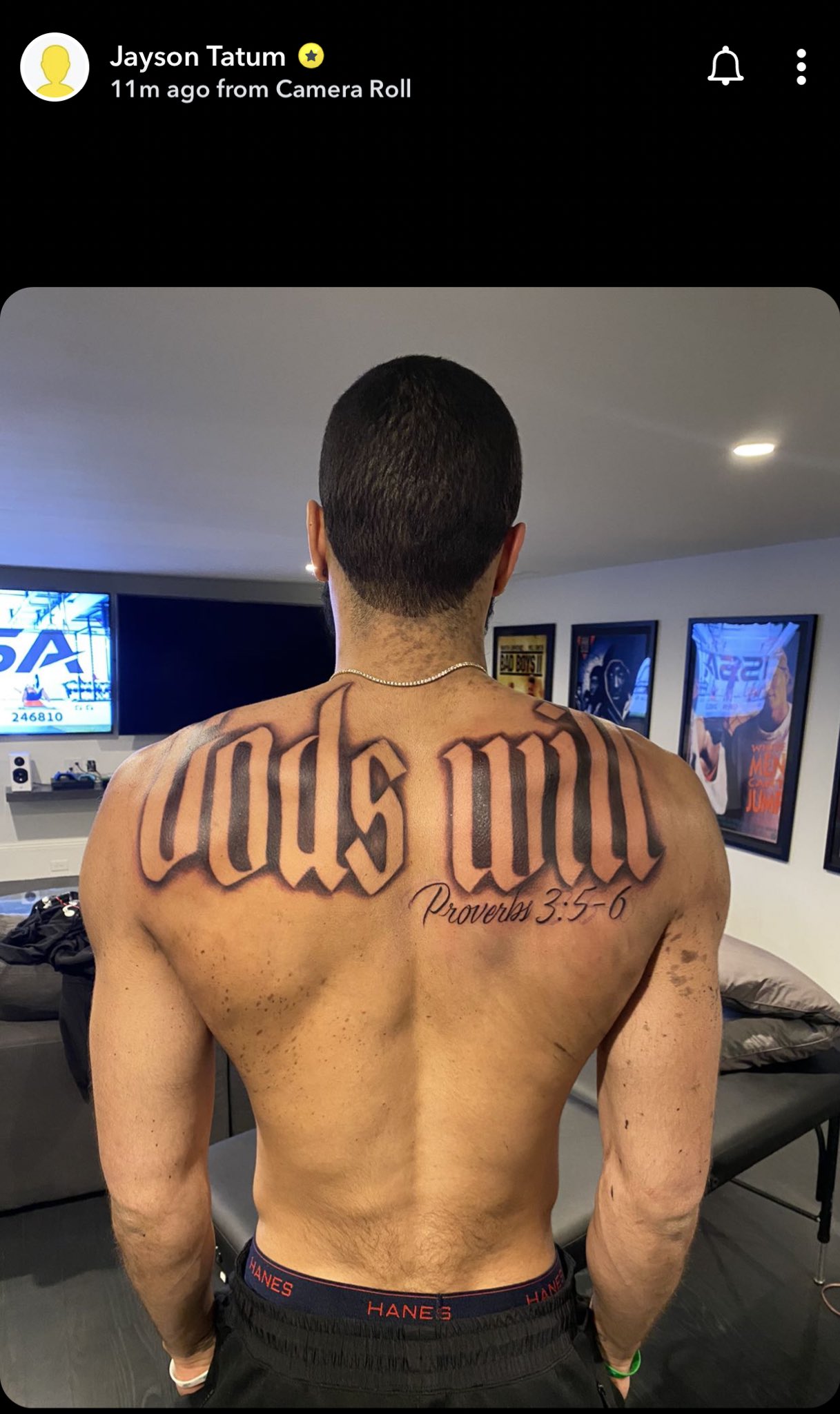 A tattoo is seen on the back of the leg of Boston Celtics Jayson Tatum  during the fourth quarter of an NBA basketball game against the Washington  Wizards Wednesday Nov 13 2019