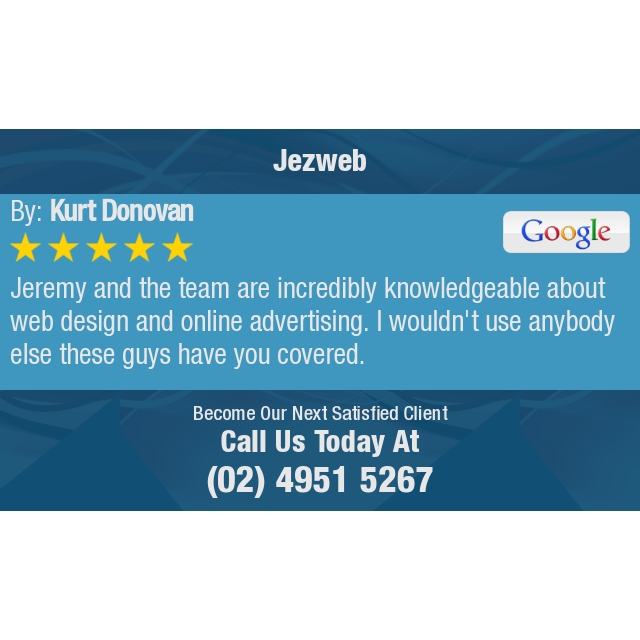 jezwebdesign's tweet image. 5 Star: Kurt D. &quot;Jeremy and the team are incredibly knowledgeable about web design and online advertising. I...&quot; bit.ly/2E3FvzG