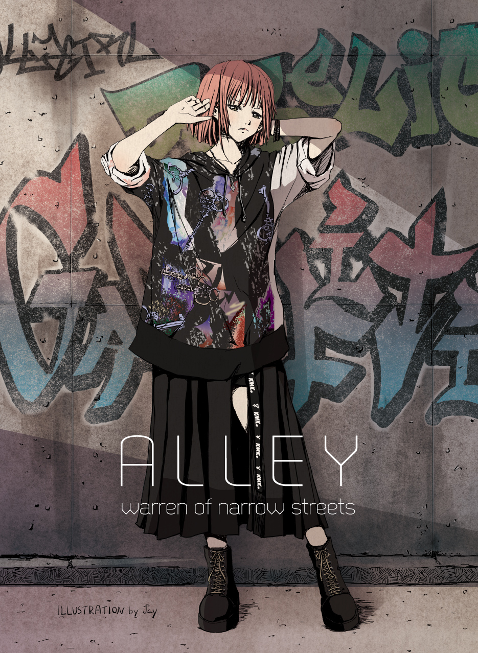 Jay 仕事でお世話になった原宿のファッションブランド キングリーマスクさんのパーカーとスカートのコーデです イラスト イラスト王国 イラスト基地 絵師の集い 芸術同盟 オリジナルイラスト 創作 ペン画 キングリーマスク T Co