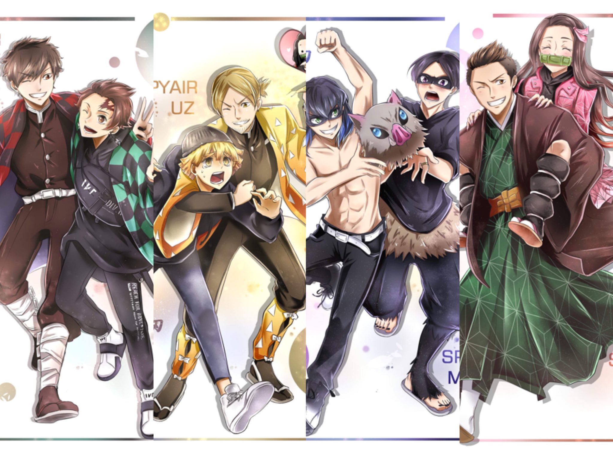 Margo 愛日莉 神女 Spyair X 鬼滅の刃 メンバーは全員を描いたー Spyair Ike Uz Momiken Kenta 鬼滅の刃 炭治郎 禰豆子 伊之助 善逸 鬼滅の刃イラスト T Co Hkq9tw6xax Twitter