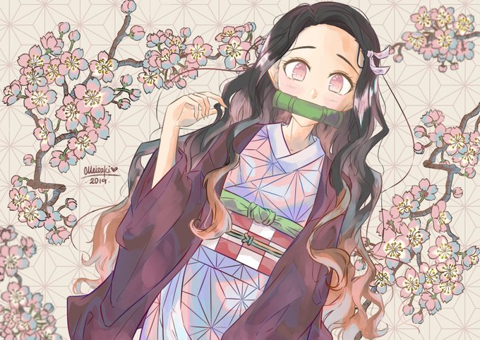 𝗺𝗲𝗶 ♡さんがTwitterに投稿した竈門禰豆子(鬼滅の刃)のイラスト。