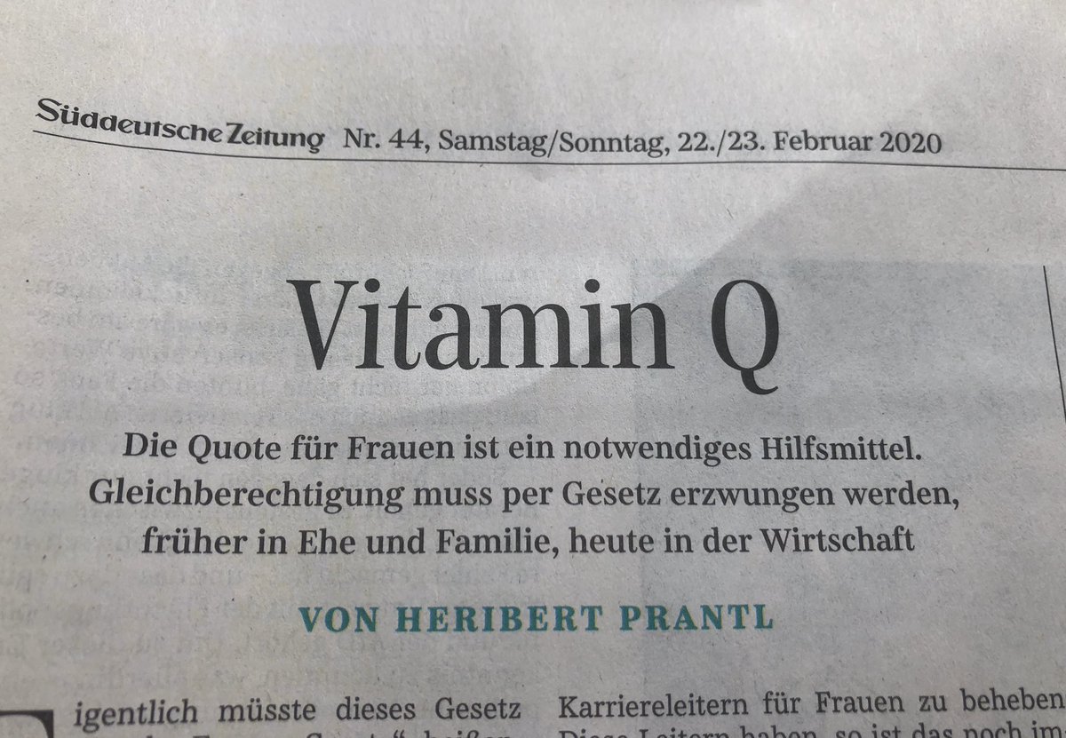 Juliane_Seifert's tweet photo. Lesetipp: @heribertprantl heute in der @SZ zum Vorschlag von Franziska Giffey und Christine Lambrecht zur #frauenquote : „Sie [die Frauenquote] macht Schluss damit, dass es seit ewigen Zeiten in Spitzenpositionen der Wirtschaft Männerquoten gibt, die bis zu 100% betragen.“ https://t.co/jX3wbNAG8R