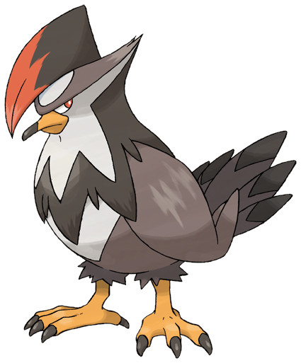 RobinPicked the royal Pokemon with the intense glare since Robin is a queen . Picked Staraptor as a reference to her animal being a hawk and her legendary is Uxie, cute little guy who is the knowledge Pokemon.