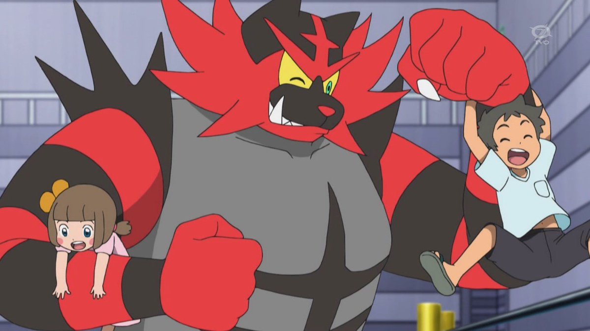 For Franky's starter I picked Incineroar since it's a flashy, macho Pokemon that although seen as a very violent pokemon, it has been shown to help out smaller Pokemon and be kind to them. Conkledurr cause of building. Picked Solgaleo as a reference to the Sunny.