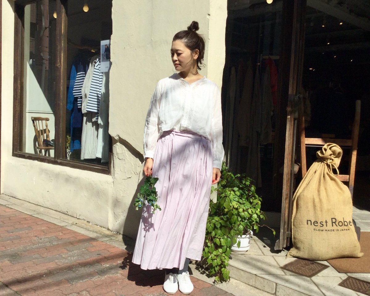 ネストローブ nest robe リネンレースセーラーカラーブラウス-