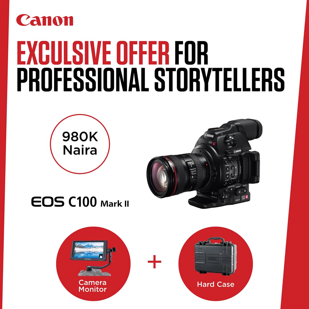 umargombe's tweet photo. EOS C100 Mark II comes with a FREE Camera Monitor + a hard case at N980k only.
Registration link on my bio βοΈ #FilmMaking #Workshop #CanonNigeria #CanonUsers #DiscoverValue #Kannywood #Cinematography #Photograph #Filmmakers https://t.co/LGV7tQZQn3