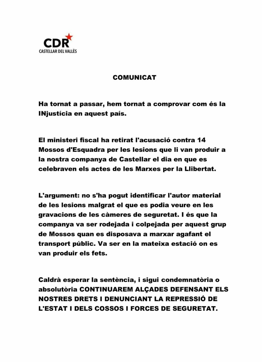 CDR_Savall's tweet photo. 🎗️ EN SOLIDARITAT AMB LA NOSTRA COMPANYA DE CASTELLAR🎗️
🏛️CRÒNICA D'UN JUDICI⚖️

#PROUREPRESSIÓ
#cdrenxarxa 
#seguimdempeus https://t.co/KAr16zcTKE