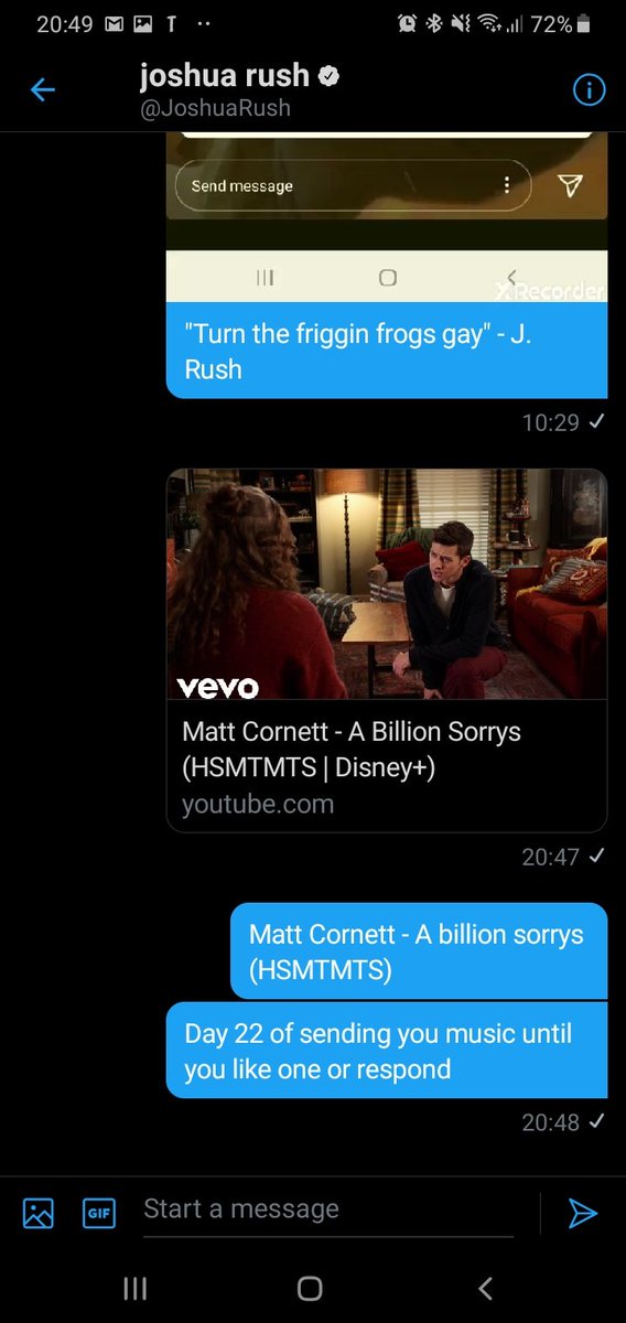 Day 22 of sending  @JoshuaRush music until he likes one or responds Matt Cornett - A billion sorrys (HSMTMTS)