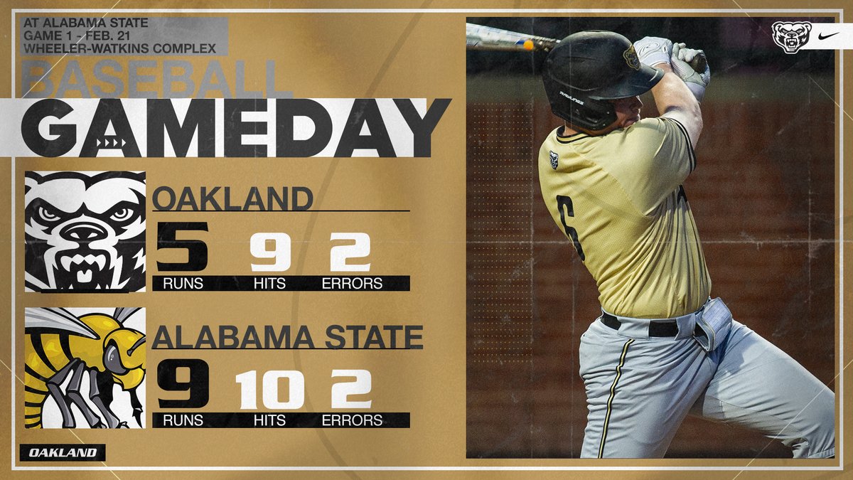 GoldenGrizzlies's tweet photo. Stygles and Green account for 5⃣ total RBI as @OaklandBASE comes up short in series opener at Alabama State

📰 https://t.co/87sVVNnu7N https://t.co/kXm6xQUDBW