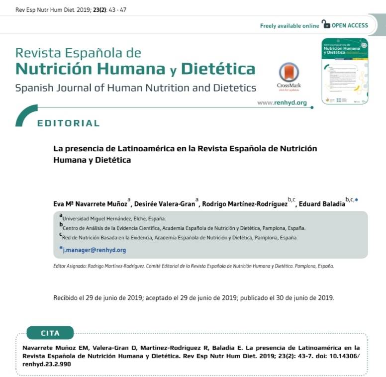 renhyd_org's tweet photo. #Editorial La presencia de Latinoamérica en la Revista Española de Nutrición Humana y Dietética:https://t.co/lFZCxgXSCE por @evanavarrete #DesireeValera @EBaladia #Rodri_Go https://t.co/kIR2Rg8pVz