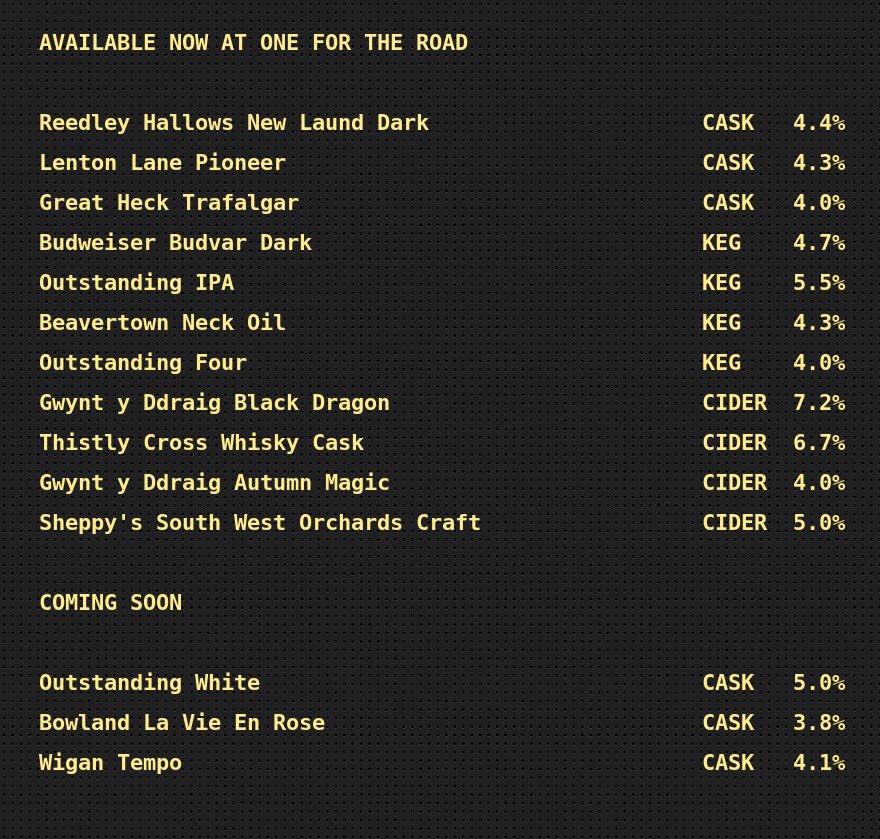 Todays #beer #EarlyBird £2.50 select #Pints til 12 #BeerBingo 🍻 #Bolton Beer Board: goo.gl/tJzTts @ReedleyBrew @lentonlane @GreatHeckBrew @BudvarUK @Outstandingbeer @BeavertownBeer @Gwyntyddraig @ThistlyCross @SheppysCider @BoltonCAMRA @BoltonMarkets #RealAleFinder