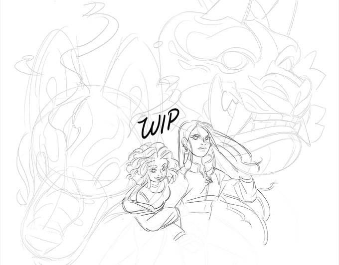 Patreon WIP. I'm post the full sketch on Patreon later today. Wth did this month go aaaaaaaaA 