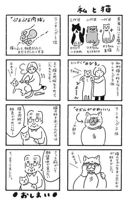マンガ「私と猫」去年描いたやつだけど気に入ってるからアップしちゃう。みんなそれぞれ「猫のこの部分が好き!」っていうのありますよねー。 #マンガ #曽根愛 #猫の日 #猫のこの部分が好き 