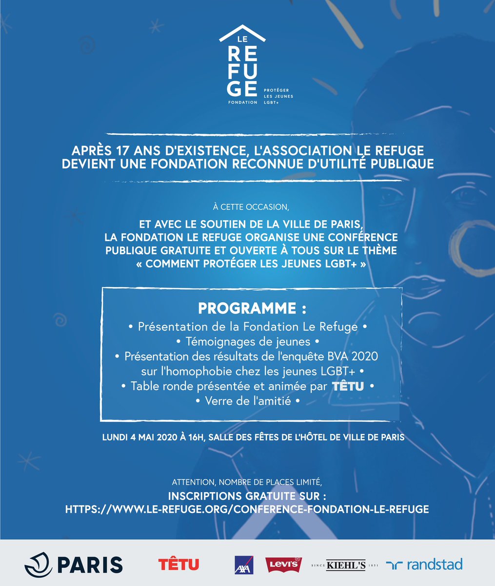 NicolasNoguier's tweet photo. Après 17 ans d’existence, @lerefuge devient une fondation reconnue d’utilité publique : inscrivez-vous à notre conférence du 4 mail 2020 ! https://t.co/V5oD2drtFa