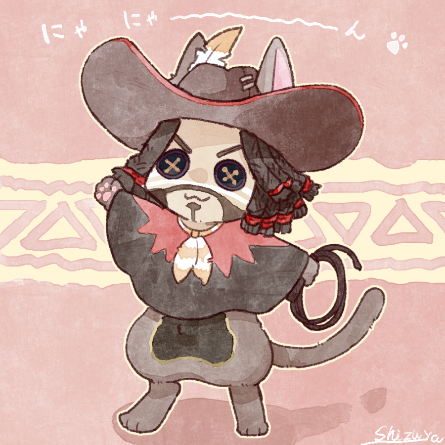 no humans poncho solo hat cat animal ears signature  illustration images