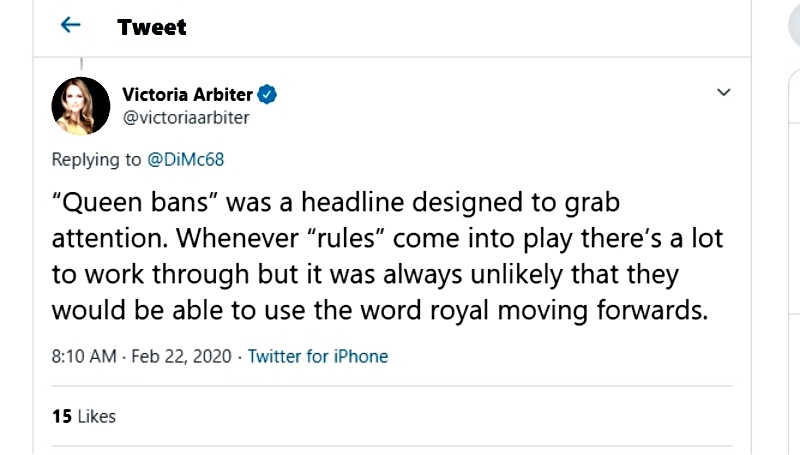 So a Royal born Prince cannot use the word 'royal' for a non profit organisation to benefit others. However some Royal Reporters market themselves internationally for their own personal profit & fame using the word 'royal' & this includes your own father. A bit hypocritical......