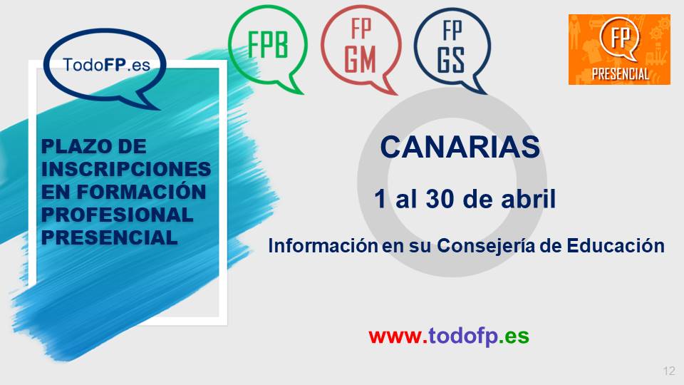 todofp's tweet photo. #EstudiaFP Canarias ha anunciado los plazos de inscripción en Formación Profesional presencial y a distancia. Información en su Consejería de Educación https://t.co/pQwiLO0ucM https://t.co/fjwsdGL5XV