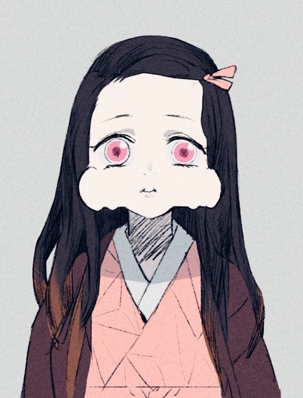 kamado nezuko 1girl solo pink eyes long hair black hair japanese clothes pink kimono  illustration images