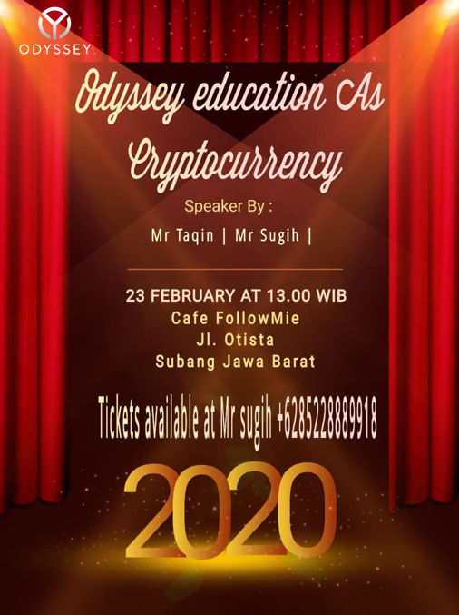 OdyCommunity's tweet photo. 👏THE FIRST TIME EVENT ODYSSEY IN BANDUNG CITY 
Speaker:Mr Taqin &amp; Mr Sugih
Address: Cafe FollowMie JL. Otista Subang Jawa Barat 
Date:23 February 2020(2 P.M.- 5 P.M.)
Theme:Educational programs and Odyssey presentations https://t.co/jpDn6rfAHP