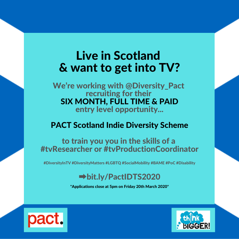 Our @Diversity_Pact Alumni have worked at Scottish TV Production Companies like @STVProductions on shows like #thedressingroom 
You could too! ➡️ bit.ly/PactIDTS2020 for more info on their PAID Full Time 6 mth entry level scheme #DiverisityInTV#madeinscotland #factualent