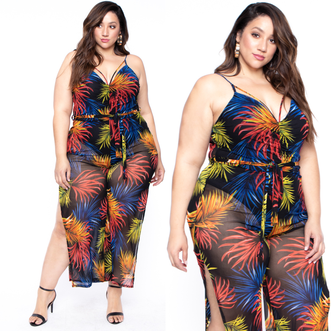 Curvy Sense on X: 🚨🚨🚨🚨New New New!! LEAF PRINT MESH JUMPSUIT