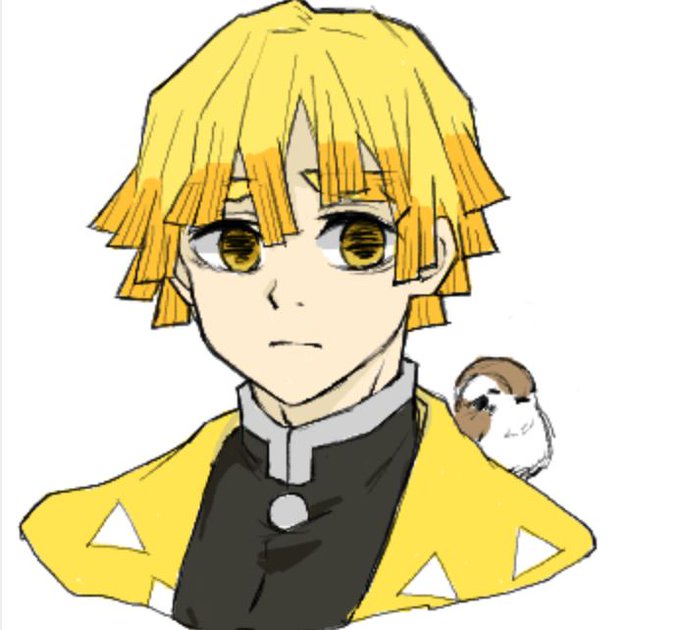 ☃スラモン☃さんがTwitterに投稿した我妻善逸(鬼滅の刃)のイラスト。