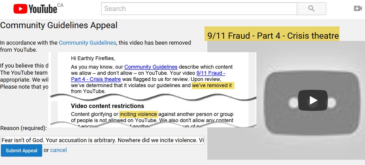 We're under attack on YouTube! They kill our every attempt to upload '9/11 Fraud' video parts. Hurry to watch and download it in full from our blog: earthlyfireflies.org/911-fraud/; or find Torrent '911 Fraud'.