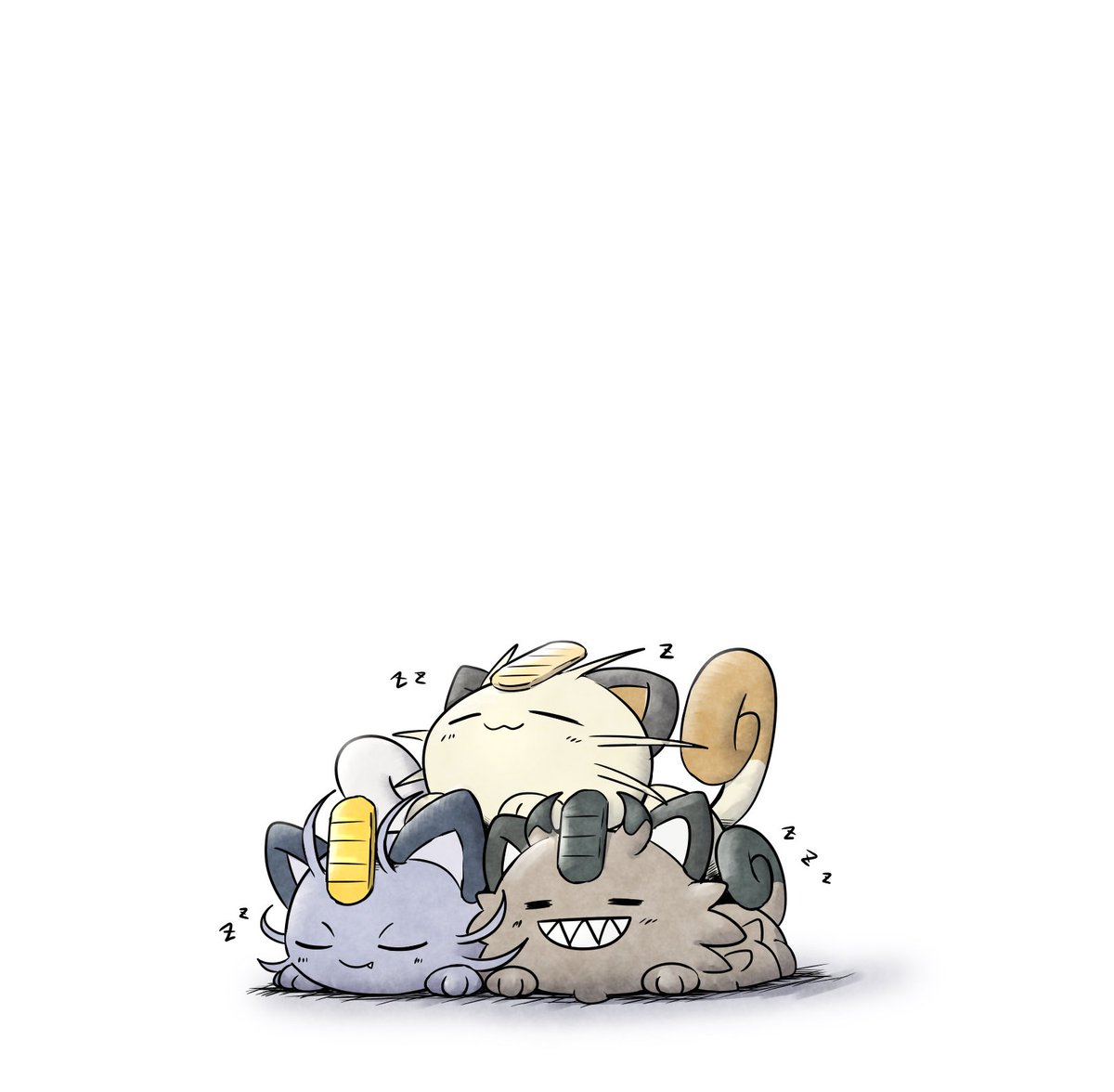 meowth zzz no humans pokemon (creature) sleeping closed eyes white background smile  illustration images