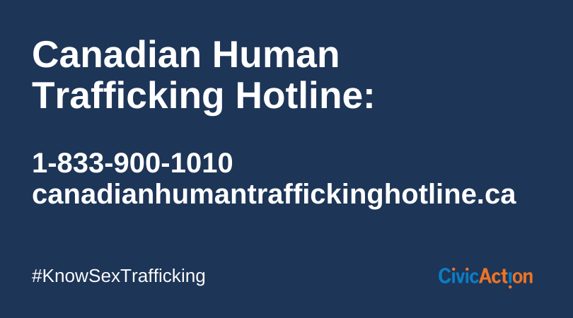 CivicActionCA's tweet photo. If you or someone you know may be a victim of #HumanTrafficking, contact the Canadian Human Trafficking Hotline by phone or live chat. 

https://t.co/uJnAsjN0YM

The hotline is confidential &amp; offers various reporting options. https://t.co/fDi74KD3Gb