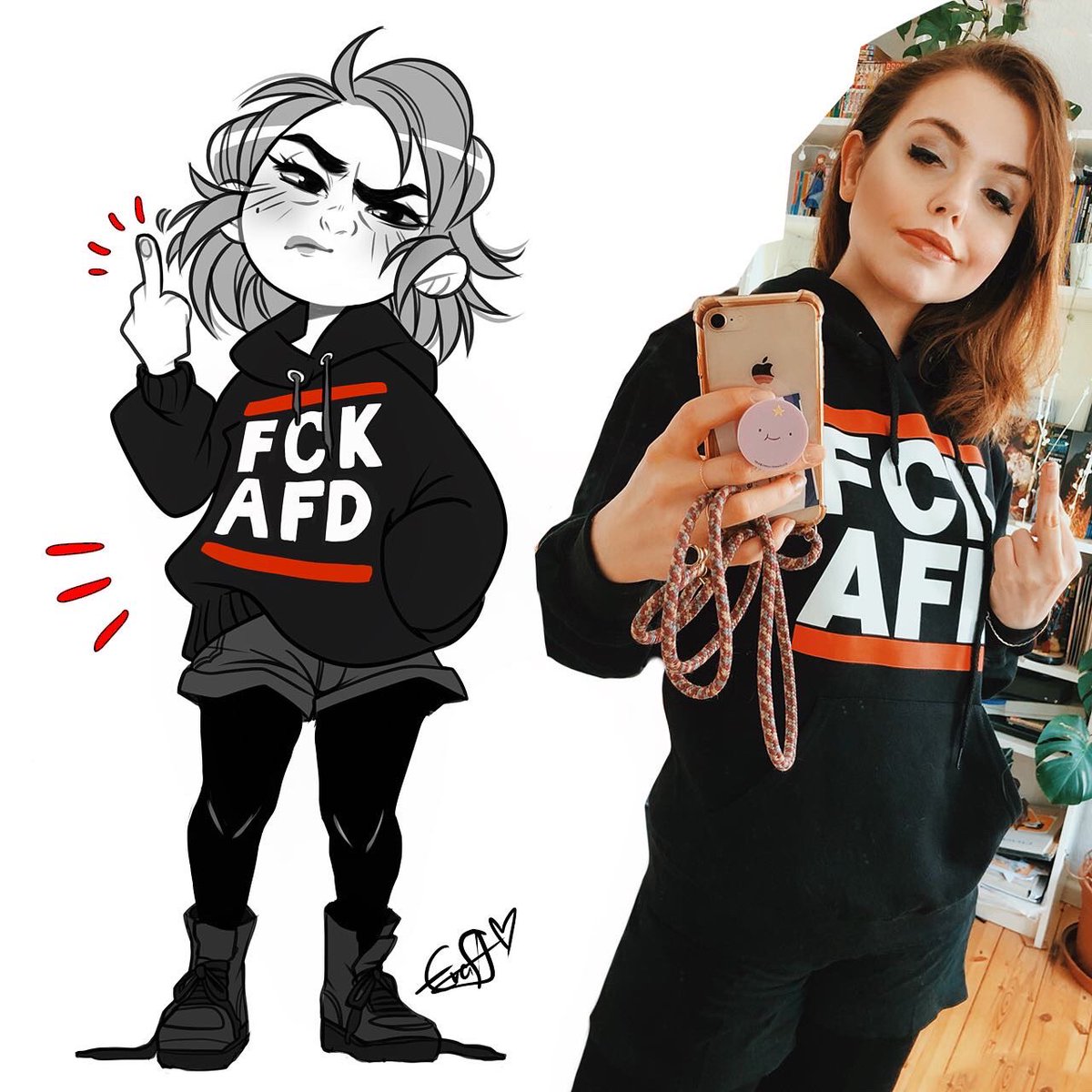 Zwitschereva's tweet photo. Sorry. I can’t be silent about this anymore. This is a political statement  to all the racist, homophobic, fascist and sexist idiots out there. #nazisraus #fckafd #fcknazis #hanau #ootd https://t.co/CuO6GBSNwQ