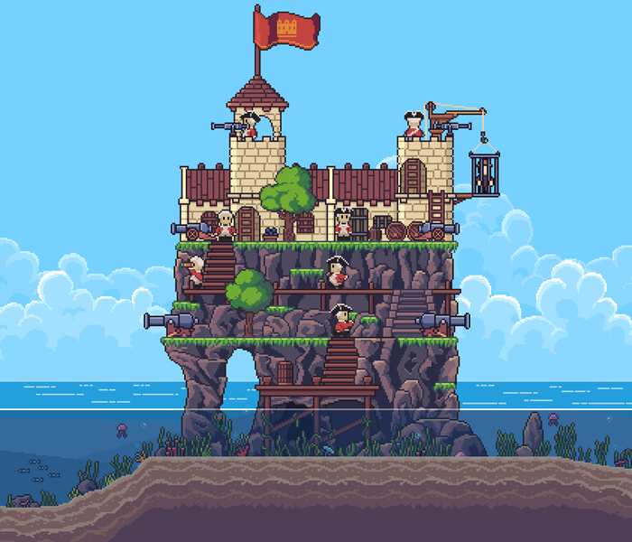 retronator's tweet photo. 3 days of Kickstarter projects on the horizon! First up is Seablip by @the_not_morris, a pirate real-time tactical RPG. Really digging the ship combat and art of different islands and coastal cities/fortresses. Blog: https://t.co/pdtyYdxWnU https://t.co/aIBHiMuVbw