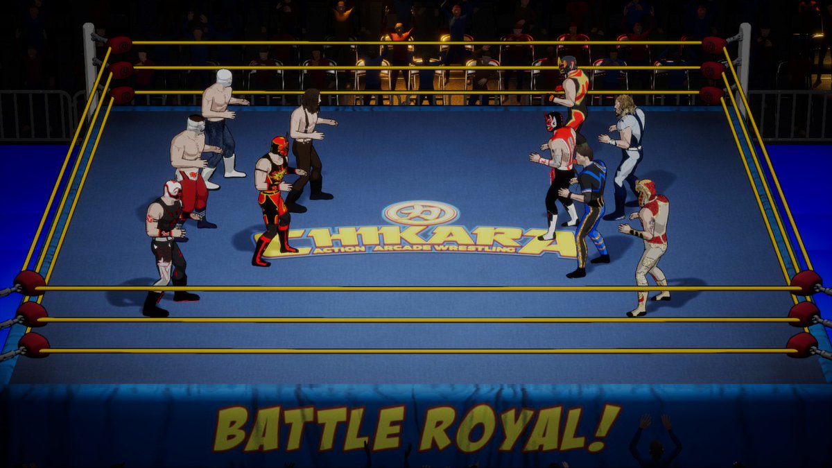 AAWGame's tweet photo. The first screenshot of the console port (@Xbox version) of our game. We're happy to report that as of right now, we're at 1080p solid 60fps with 10 wrestlers in the ring at once! Making progress! #screenshotsaturday #UE4 #gamedev #indiegame https://t.co/rpaAzGARiP