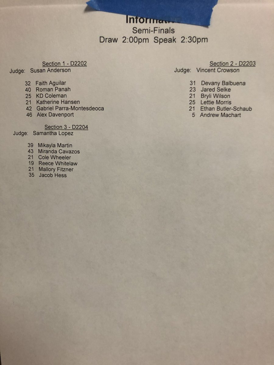 Advancing to Semifinals in Informative Extemporaneous Speaking: Roman P.! 🗣💙🧡