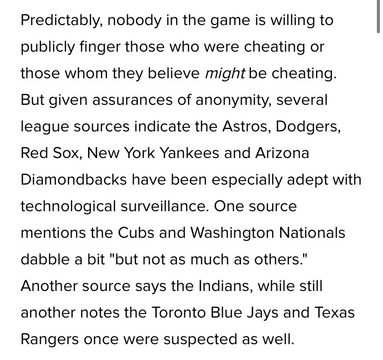 Current era Astros, Dodgers, Red Sox, Yankees, Diamondbacks, Cubs and Nationals. Some form of surveillance.  https://syndication.bleacherreport.com/amp/2855354-you-cant-trust-nobody-inside-mlbs-war-on-high-tech-sign-stealing.amp.html?__twitter_impression=true