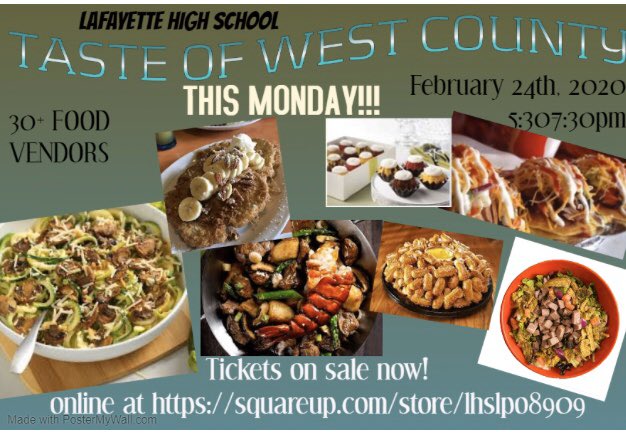 LHSTOWC's tweet photo. Planning dinner for week? Monday TOWC Lafayette, 30 restaurants to serve you, buy tickets now! https://t.co/dmBsrYxdRA https://t.co/fFcMoBisdB