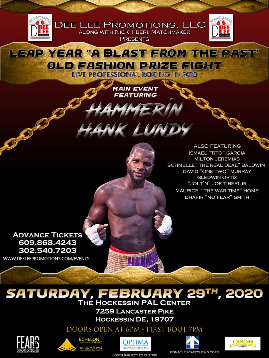 deeleepromotion's tweet photo. Where will you be one week from today?? Don't miss Dee Lee Promotions first event of the year!! Get your tickets today.. https://t.co/TAMztgG3es

Also, Don't forget about the search for our next ring card people!! https://t.co/2z0wnvgzs4