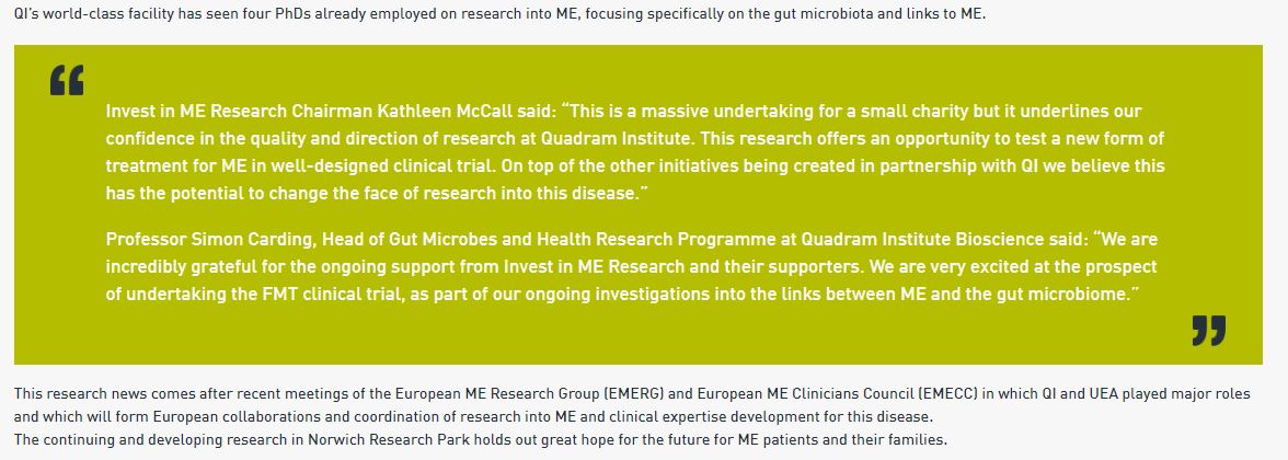 Invest_in_ME's tweet photo. High-quality biomedical research including investigations into links between ME and gut microbiome
@TheQuadram &amp; @UEAResearch 
in @NorwichResearch a community of world-leading #research organisations

https://t.co/1CK3oK9qwk
#mecfs  #CofEforME #clinicaltrials #InvestinMEresearch https://t.co/afmh569Hiu