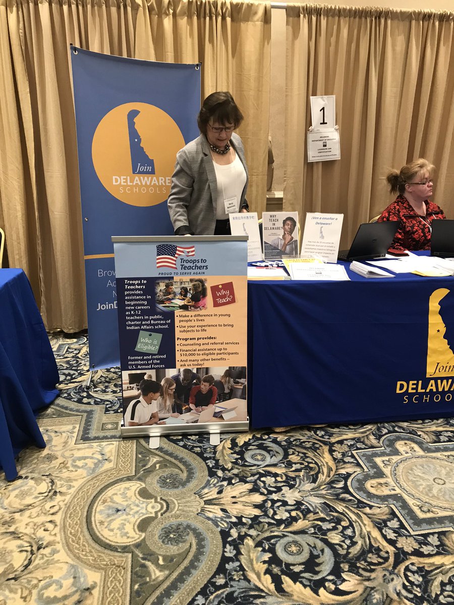 DE_EdRecruit's tweet photo. Delaware need teachers!   Current or former service members are welcome!   @TroopstoTeacher @DSEA1  @DEDeptofEd https://t.co/9SeLFzARZc