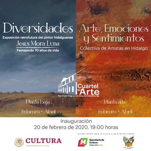 Bernardo_S_A_'s tweet photo. Inauguración de la Exposición Diversidades “Retrofutura del pintór hidalguense Jesús Mora Luna" y “Arte, Emociones y Sentimientos Colectiva de Artistas en Hidalgo.” @Olaff111 @gobiernohidalgo @CulturaHidalgo #culturahidalgo #artehidalgo #cuarteldelarte  #hidalgoescultura https://t.co/ANHl16w7Gq