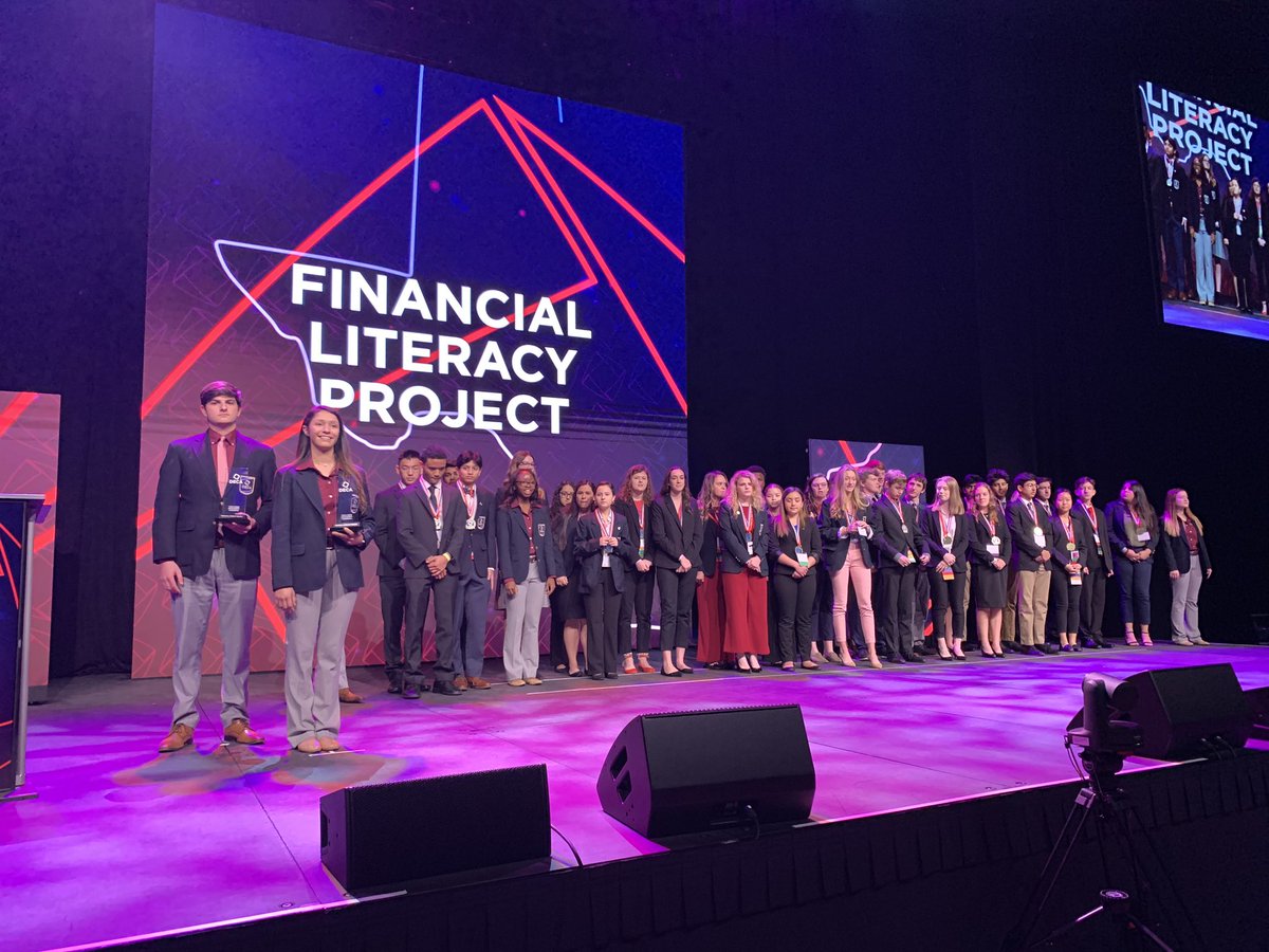 Grapevine_DECA's tweet photo. Back to back, baby! The Financial Literacy Week was awesome, but this makes it even sweeter! Brooke and Norie are on stage again as State Champs for Financial Lit. #GHSUnity #gcisdcte #nashvillebound https://t.co/HoSsVrr1yO