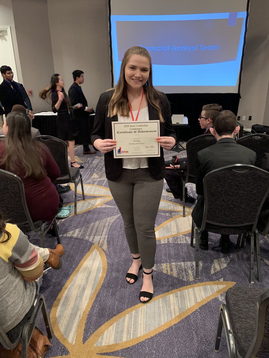 MrsHensonTHS's tweet photo. Sierra Leiker - 7th place in Banking &amp; Finance #THSBPA #turner202strong https://t.co/A1rZaKoxQ7