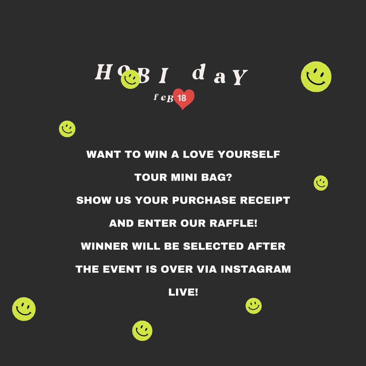 cafexhou's tweet photo. “D-DAY”
Don’t forget to join our raffle for a mini bag! 💜🌈🐿 #4HOPEHTX #HAPPYHOBIDAY https://t.co/kHp3ho5WWi