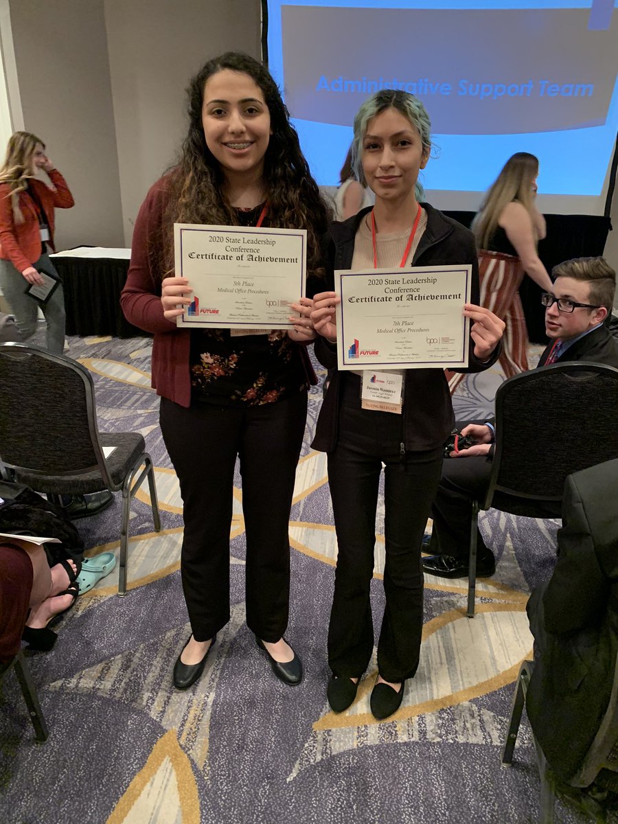 MrsHensonTHS's tweet photo. Lizbeth Medina- 5th place &amp; Jasmin Ramirez - 7th place in Medical Office Procedures #THSBPA #turner202strong https://t.co/YJNYctSIk4