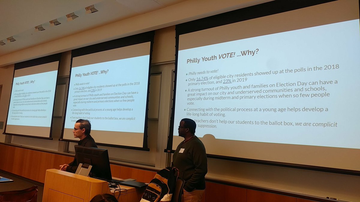 PhenndUpdates's tweet photo. We have a beautiful grassroots-institutional relationship -Yaasiyn Muhammad of @PHLschools taking about partnership with teacher Tom Quinn @PHLYouthVOTE #PAVotingSummit https://t.co/dNviUjD3pi