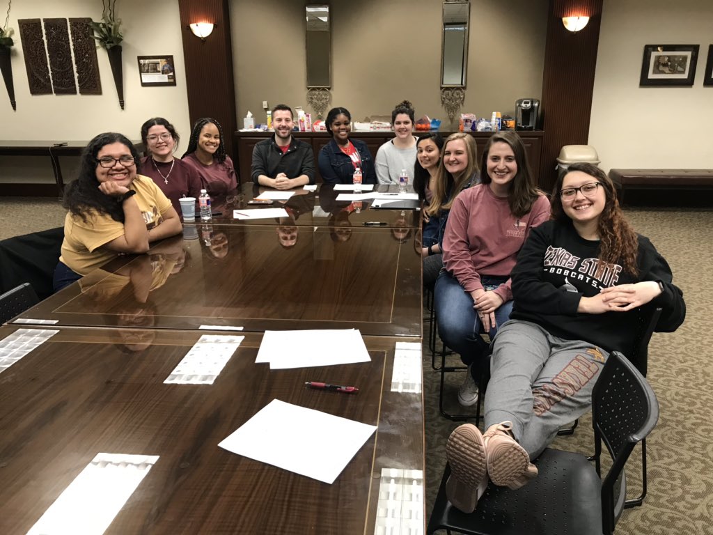 SF_TXST's tweet photo. Happy Saturday! We are spending our Saturday with Spring Retreat! What about you? https://t.co/CGM7aF988G