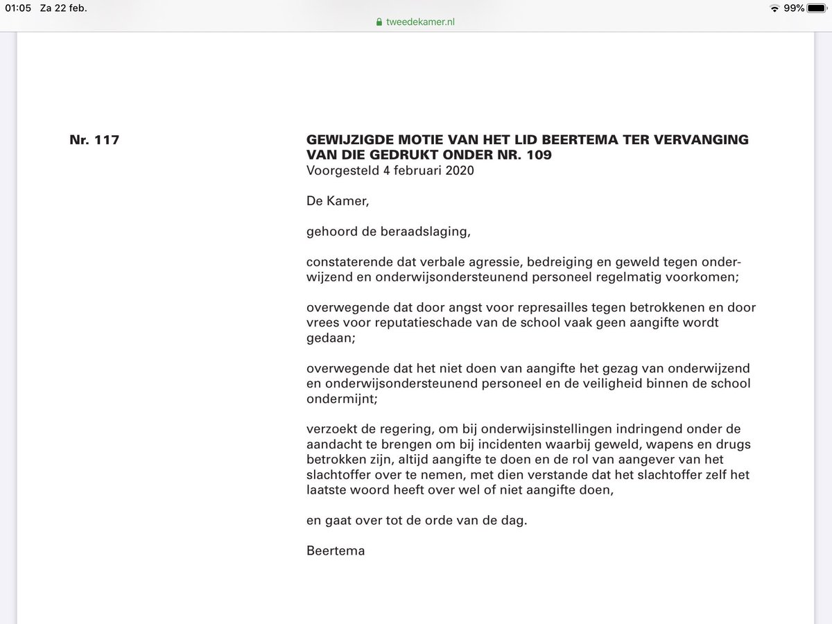 Een leerling dreigt met een Glock. Aangifte gedaan? ‘Dat is een heel ingewikkelde... een duivels dilemma.’ Nee hoor, er MOET aangifte worden gedaan. Idealisme heeft daar NIETS mee te maken. Deze motie werd bijna Kamerbreed aangenomen.