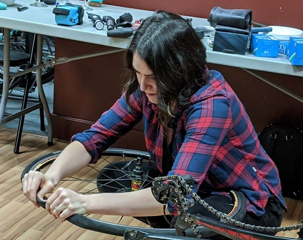 It's one thing to understand the principles of changing a flat. It's another thing to know how to put yourself &amp; tools in positions of power/efficiency.

Level one registration closes in 10 days! 

#wencheswithwrenchesandwine #girlswhowrench #biketownAB #bikelove
